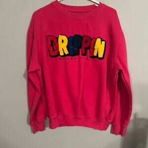 Black Pike DRIPPIN Sweatshirt Bright Pink Women's Size Large Crew Neck